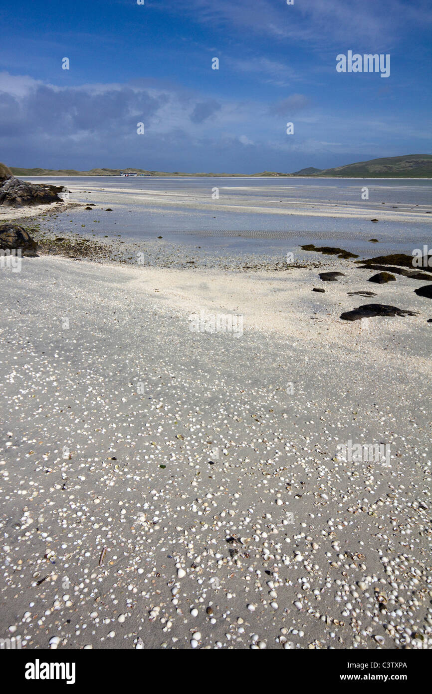 Traigh Mhor Barra Airport Herzmuschel Strang Landebahn Insel Barra äußeren Hebriden westlichen Inseln Schottlands Stockfoto