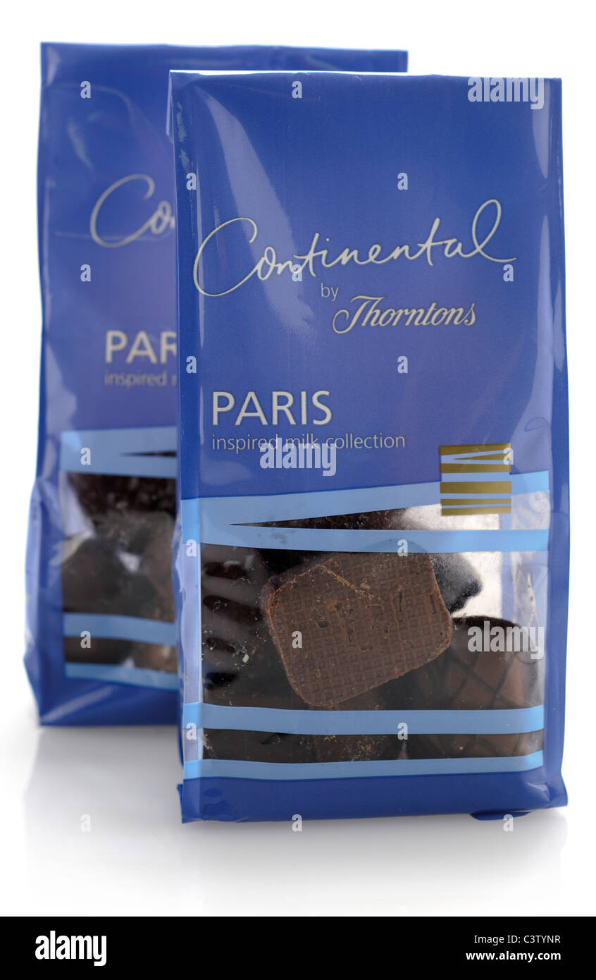 Zwei Taschen von Continental Milchschokolade von Thorntons Stockfoto