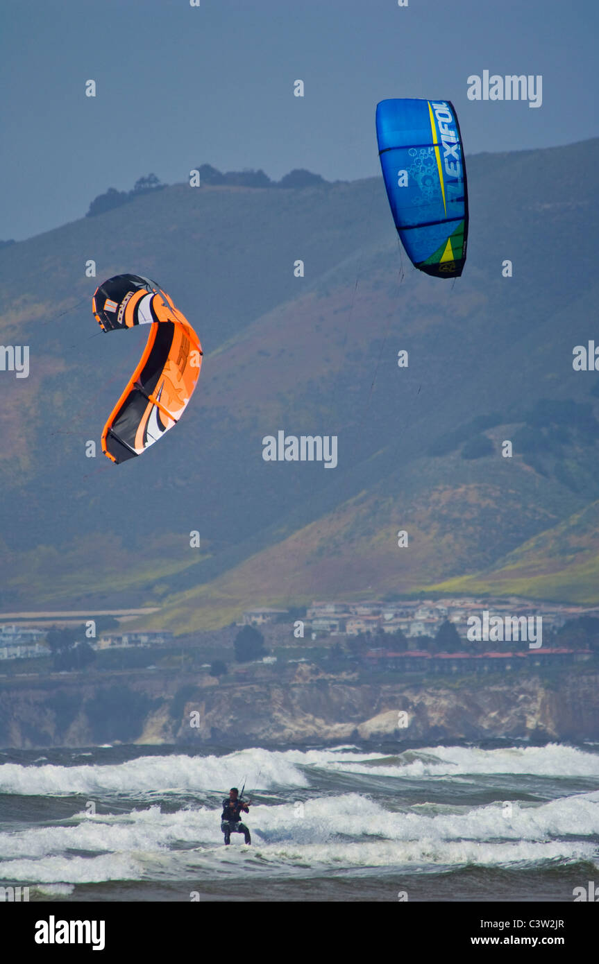 Parasurfing Oceano State Beach, Oceano, California Stockfoto