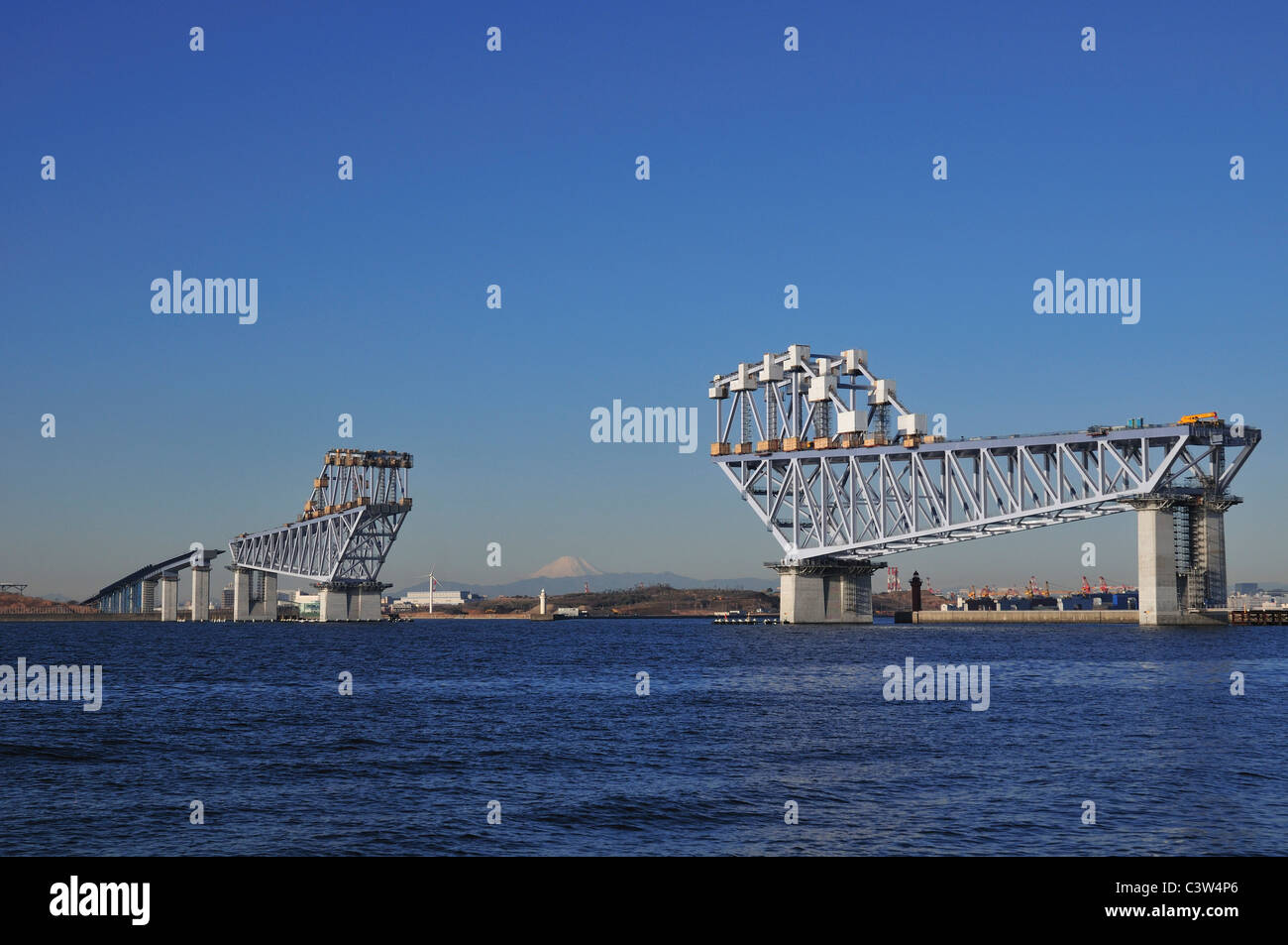 Brücke im Bau, Koto Bezirk, Tokyo Präfektur, Honshu, Japan Stockfoto