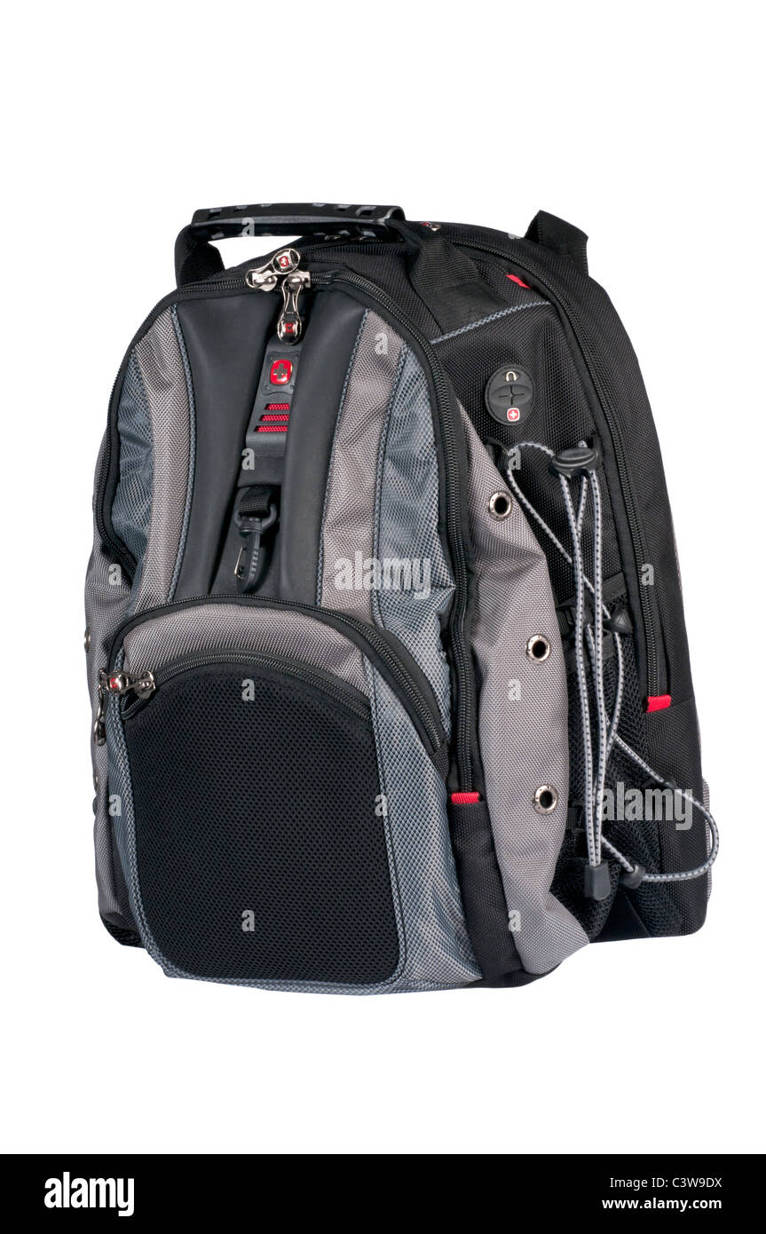 Rucksack auf weißem Hintergrund Stockfoto
