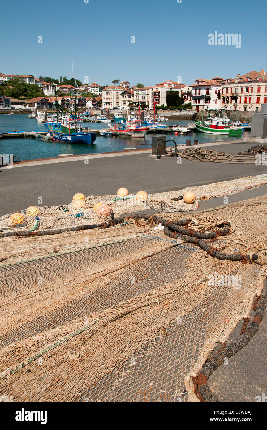Frankreich St Jean de Luz ein typisches Fischerdorf Cote Basque Strand Sand Meer Küste Stockfoto