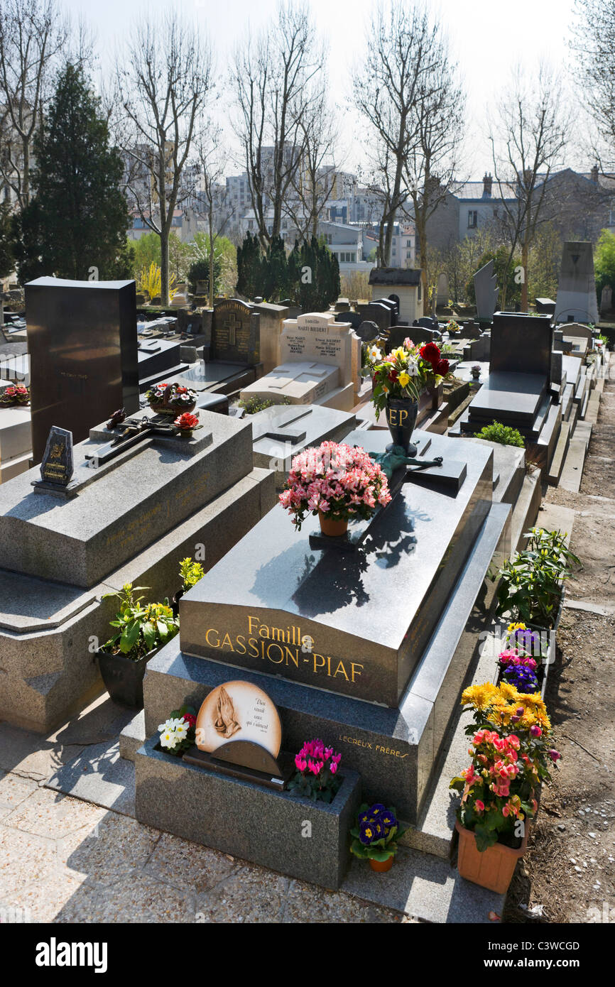 Die französische Sängerin Edith Piaf Grab im Friedhof Pere Lachaise, 20. Arrondissement, Paris, Frankreich Stockfoto