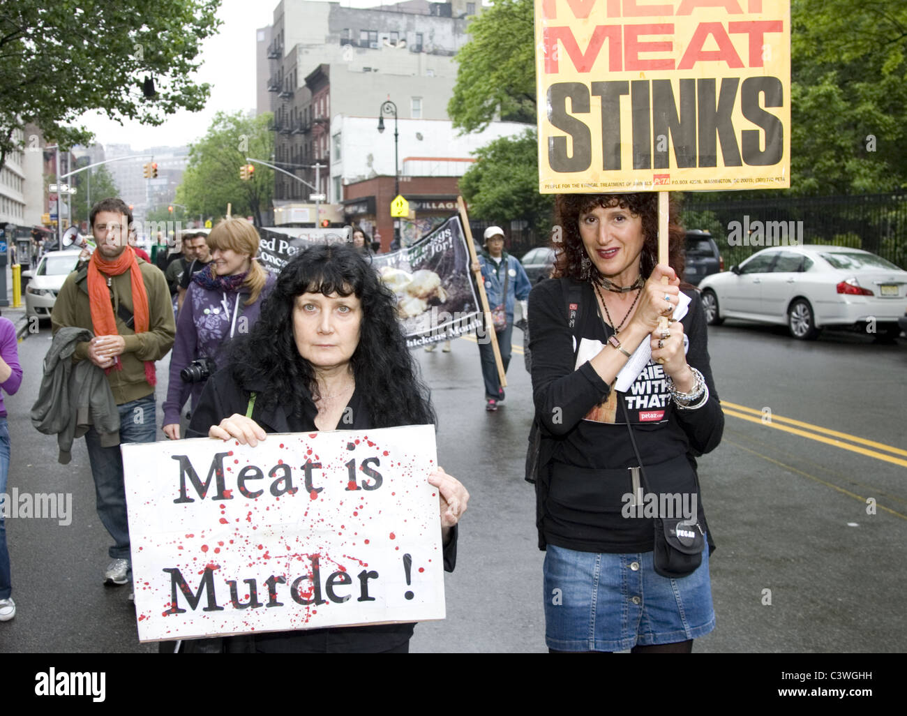 2011: die vierte jährliche Veggie-Parade in Greenwich Village in New York City. Stockfoto