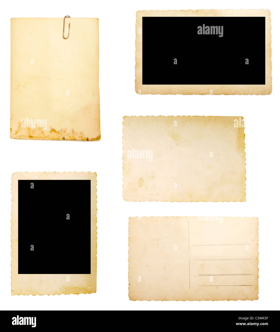 Sammlung von verschiedenen Hinweis Papiere auf weißem Hintergrund. jeweils separat aufgenommen Stockfoto