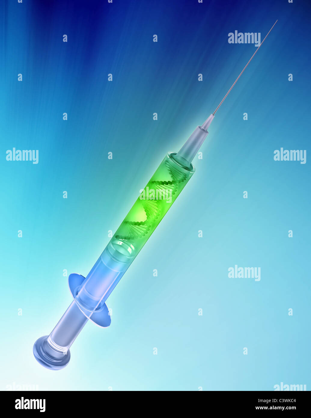 Spritze mit einem DNA-Strang - gen Therapiekonzept Stockfoto