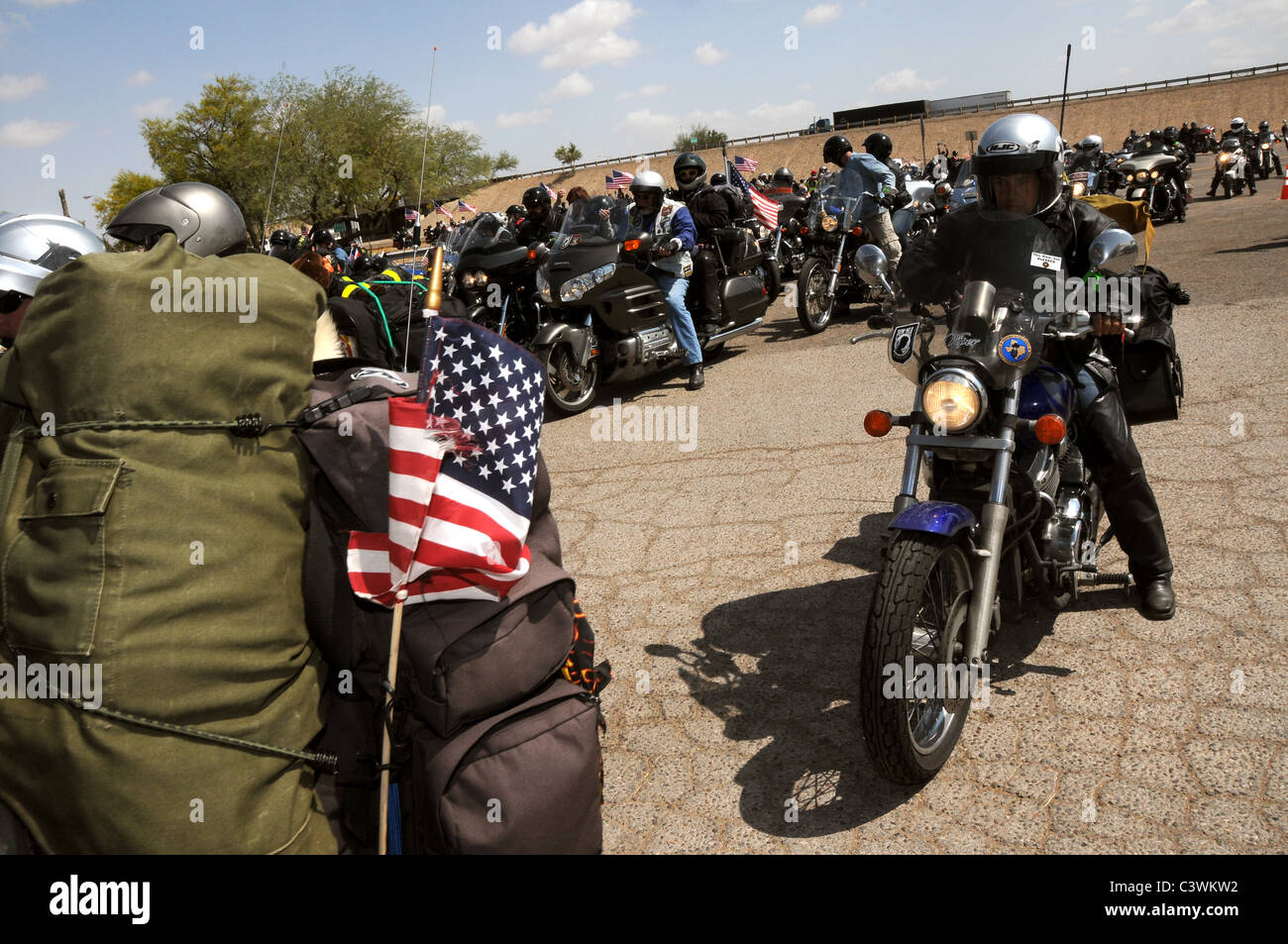 Teilnahme an der Haltestelle laufen für The Wall in Marana, Arizona, USA, auf ihrer Reise nach Vietnam Memorial in Washington D.C. Stockfoto