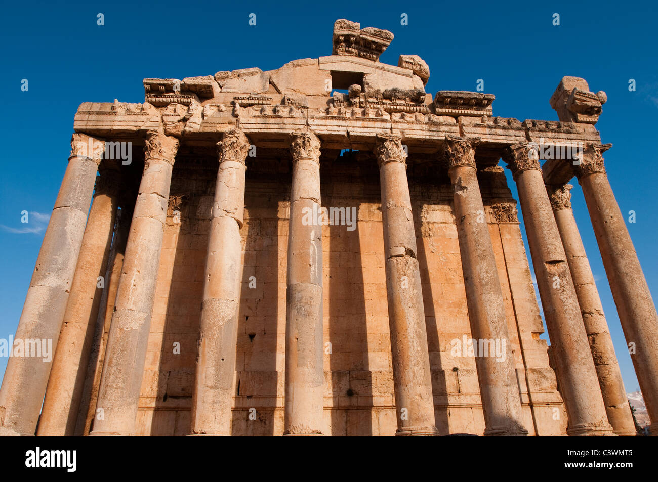 Antike römische Stadt Baalbek, Tempel von Bacchus Beirut Libanon. Stockfoto