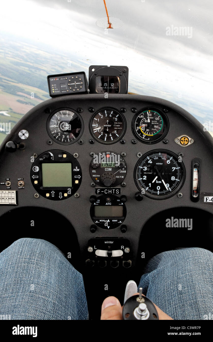 Schempp-Hirth Duo Discus Cockpit im Flug Stockfoto