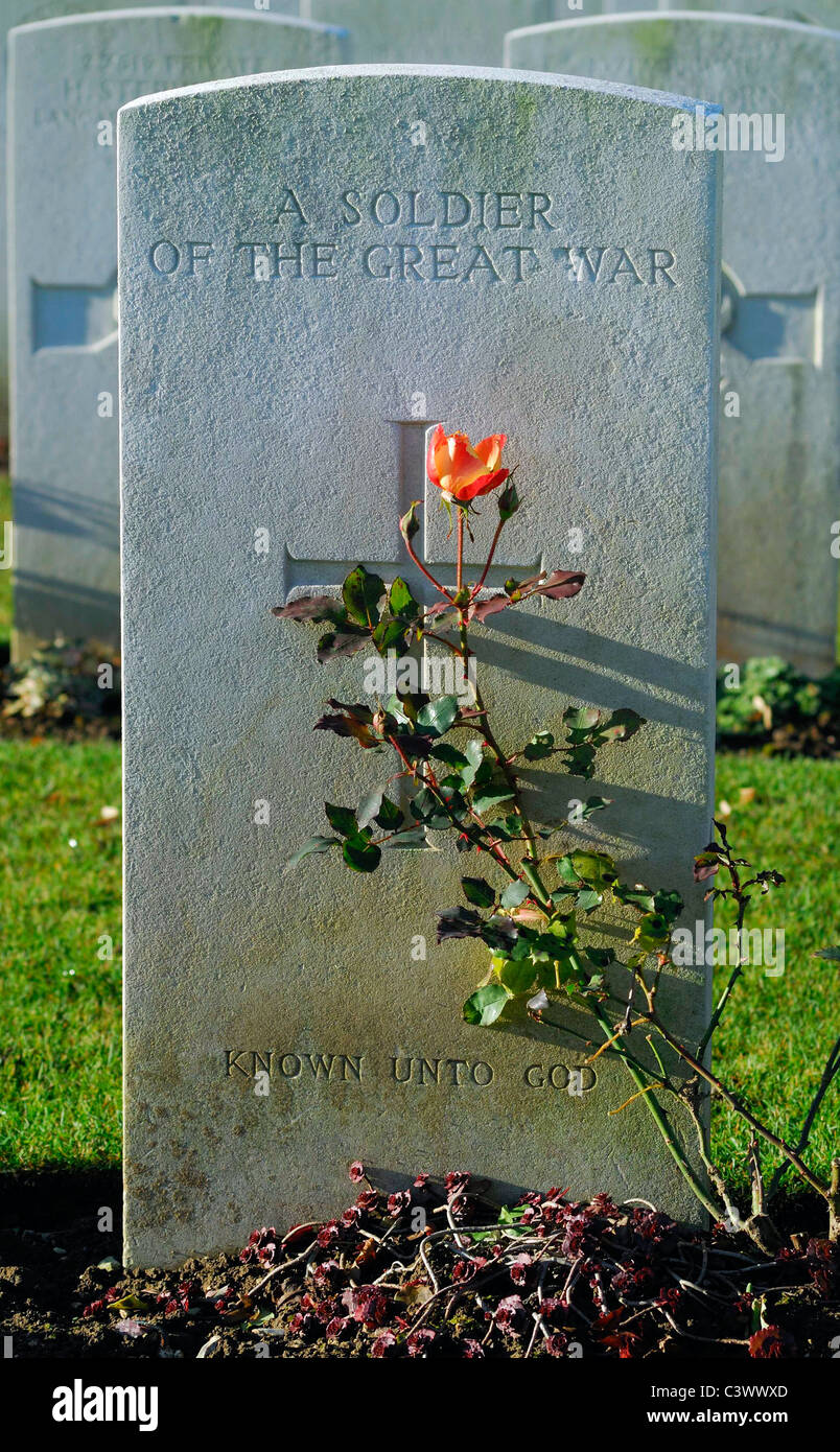 Britische Kriegsgräber in Connaught Friedhof, Somme, Frankreich Stockfoto