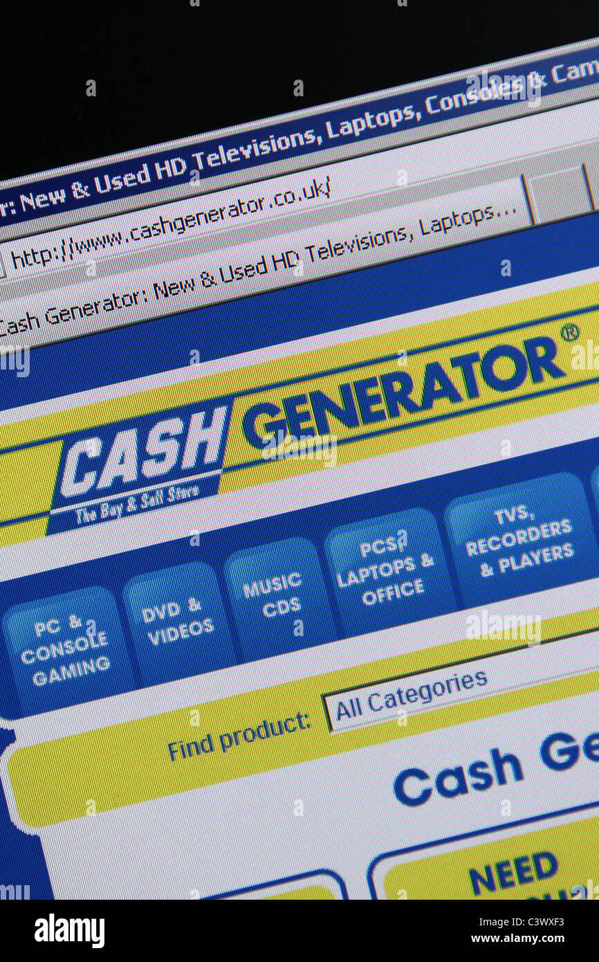 "Cash Generator" Website Online-Pfandhaus Stockfoto