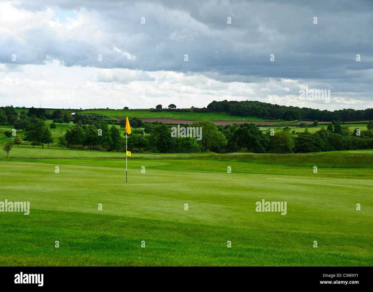Eine gelbe Flagge auf Frodsham Golf Course. Bild von Julie Edwards Stockfoto