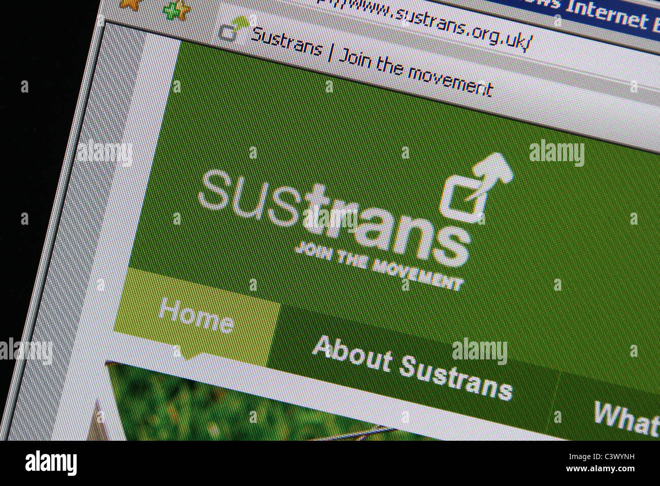 SUSTRANS Webseite nachhaltigen Transport uk Stockfoto