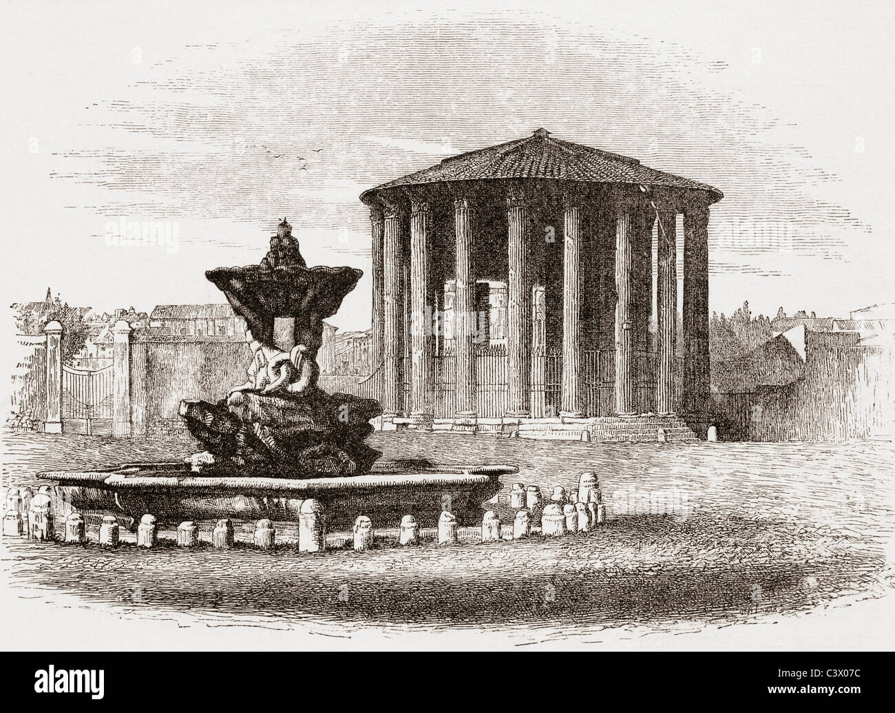 Tempel der Vesta, Roman Forum, Rom, Italien im späten 19. Jahrhundert. Stockfoto