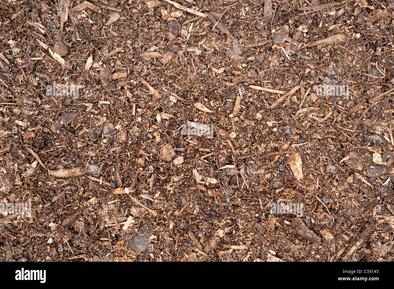 Ein Top-down-Bild frisch Ausbreitung Torfmoos Mutterboden. Stockfoto