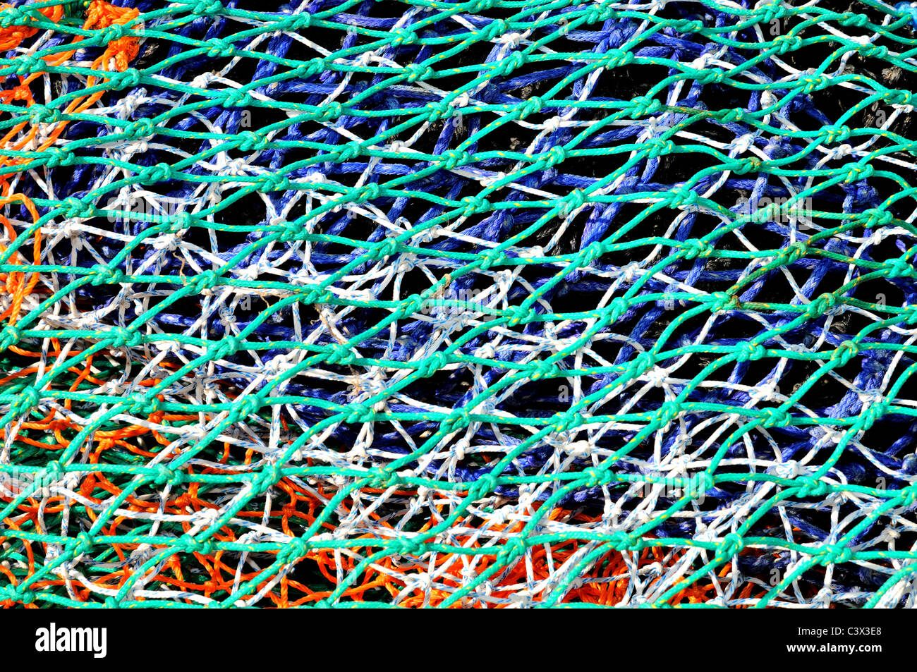 Nahaufnahme von Meer Fischernetze Stockfoto