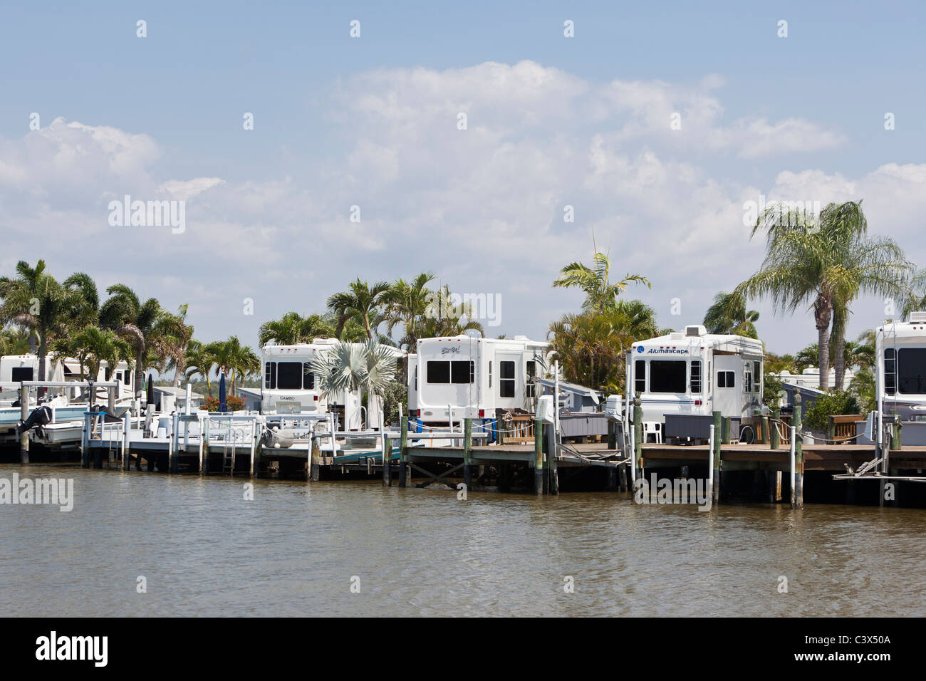 Ferienhäuser, Everglades City, Florida, USA Stockfoto