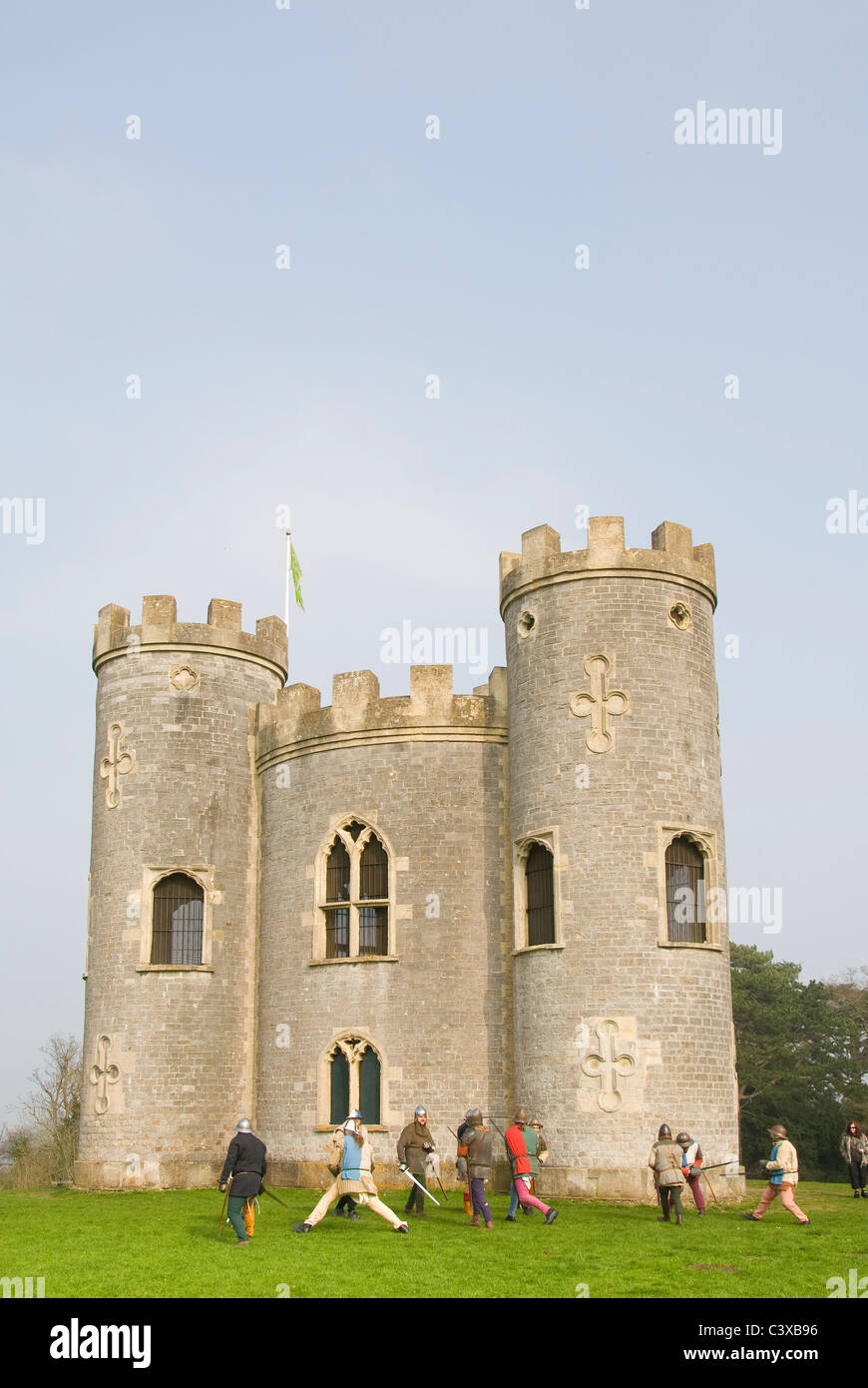 Mittelalterlichen Reenactment der Schlacht vor dem Schloss, Blaise Castle, Bristol, England, Vereinigtes Königreich, Europa Stockfoto