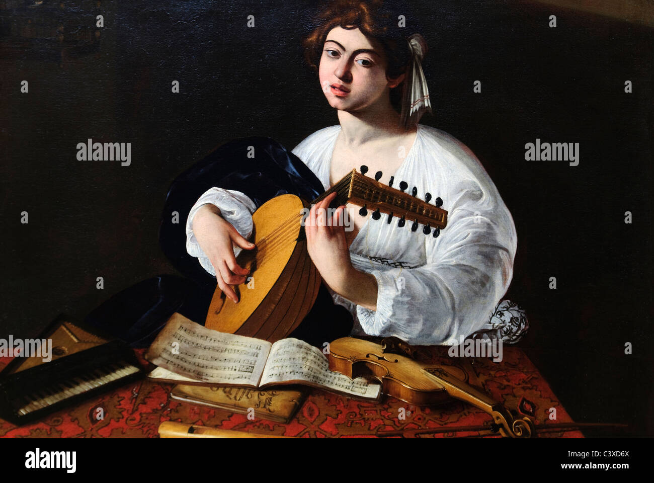 Detail: Der Lautenspieler, wahrscheinlich ca. 1597, von Caravaggio Stockfoto