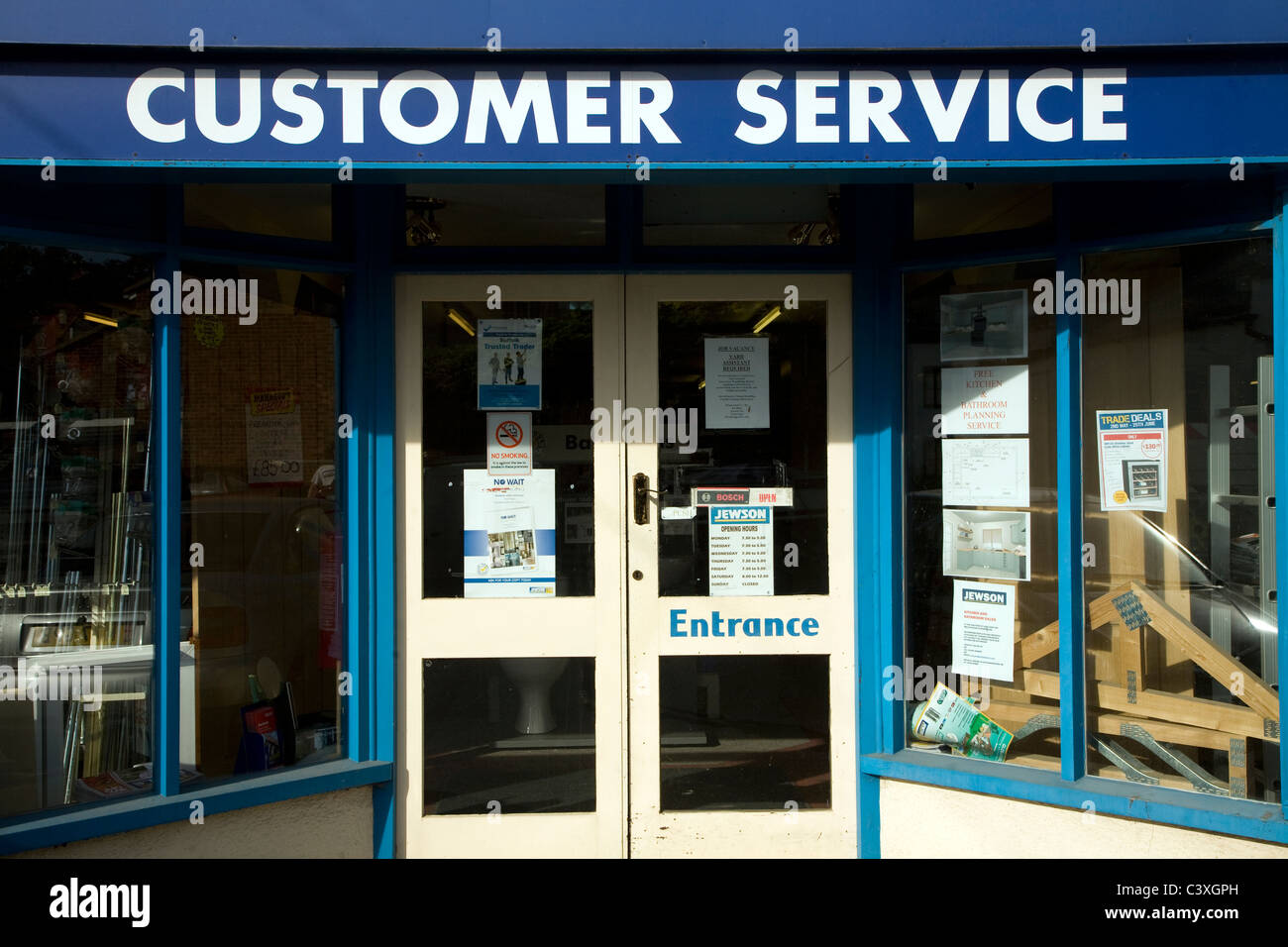 Kunden Service Zeichen Eingang Shop Tür Eingang Stockfoto