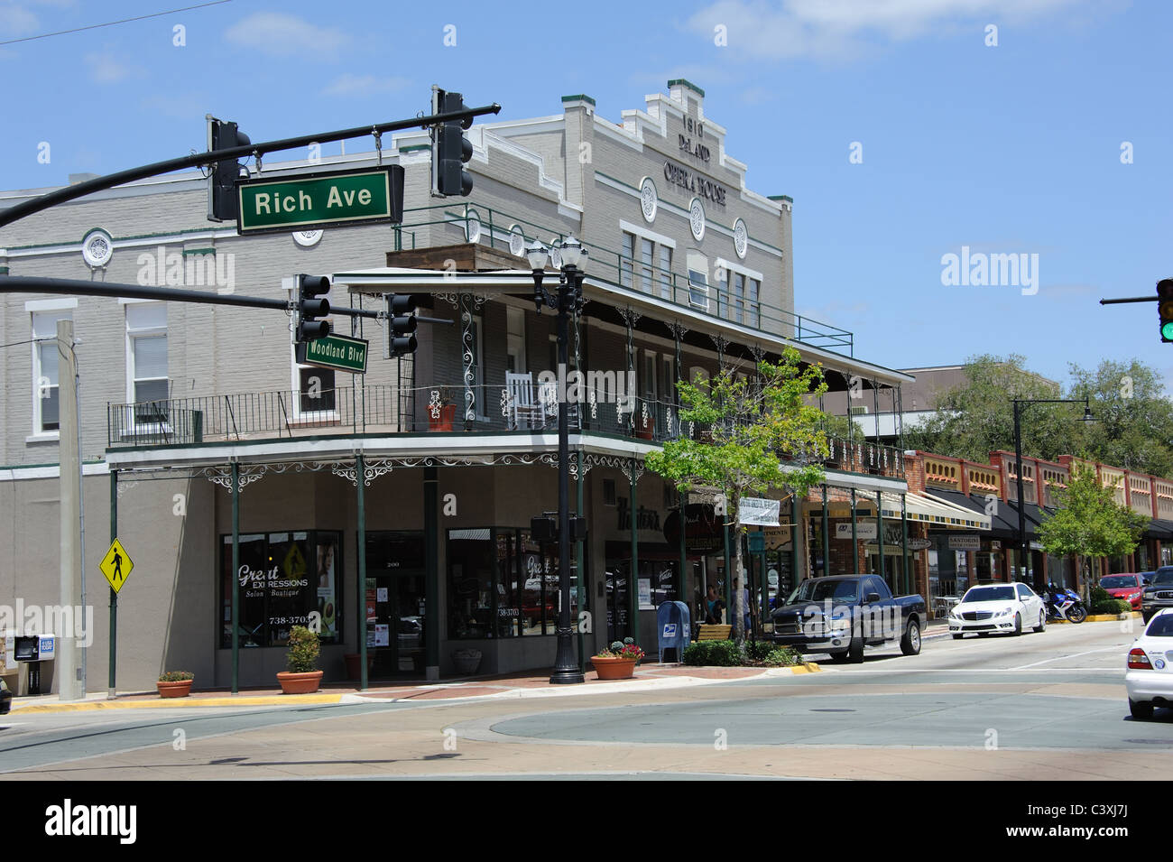Das ehemalige historische Deland Opera House auf Woodland Blvd Deland central Florida USA Stockfoto
