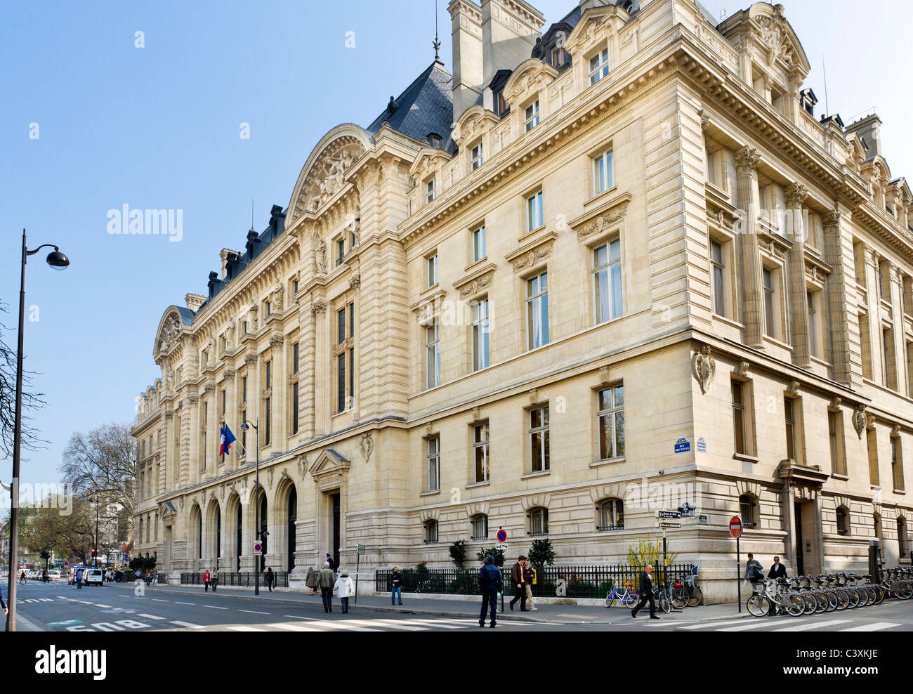 Eingang an der Sorbonne auf Rue des Ecoles, Quartier Latin, Paris, Frankreich Stockfoto