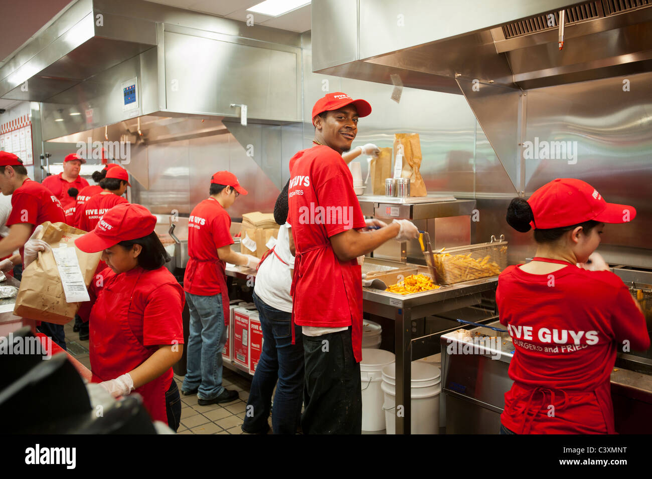 Die fünf Jungs Burger und Pommes Lage im Metrotech Center im New Yorker Stadtteil Brooklyn Stockfoto