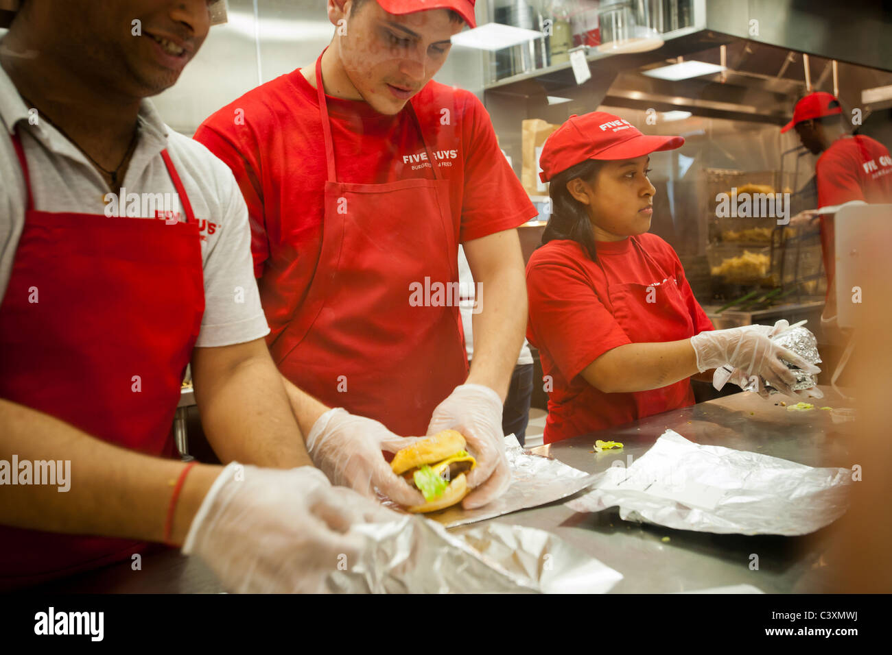 Die fünf Jungs Burger und Pommes Lage im Metrotech Center im New Yorker Stadtteil Brooklyn Stockfoto