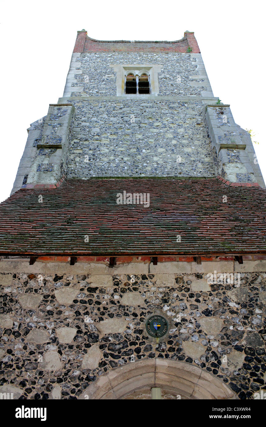 Alten Turm an der Saint Mary die Jungfrau Kirche in Ewell, Epsom Surrey England UK Stockfoto