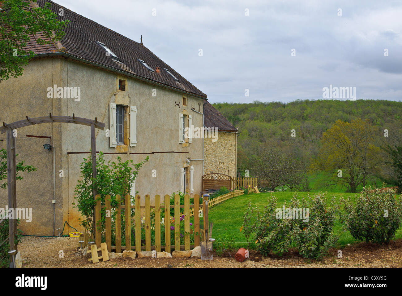Altes französisches Bauernhaus in der Nähe von Cahor Frankreich Stockfoto