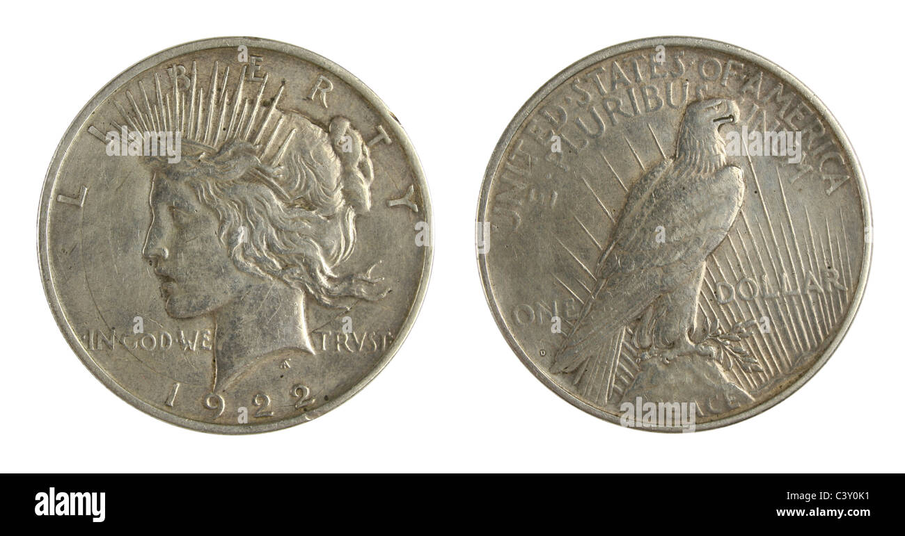 1922 D Frieden Silberdollar. Stockfoto