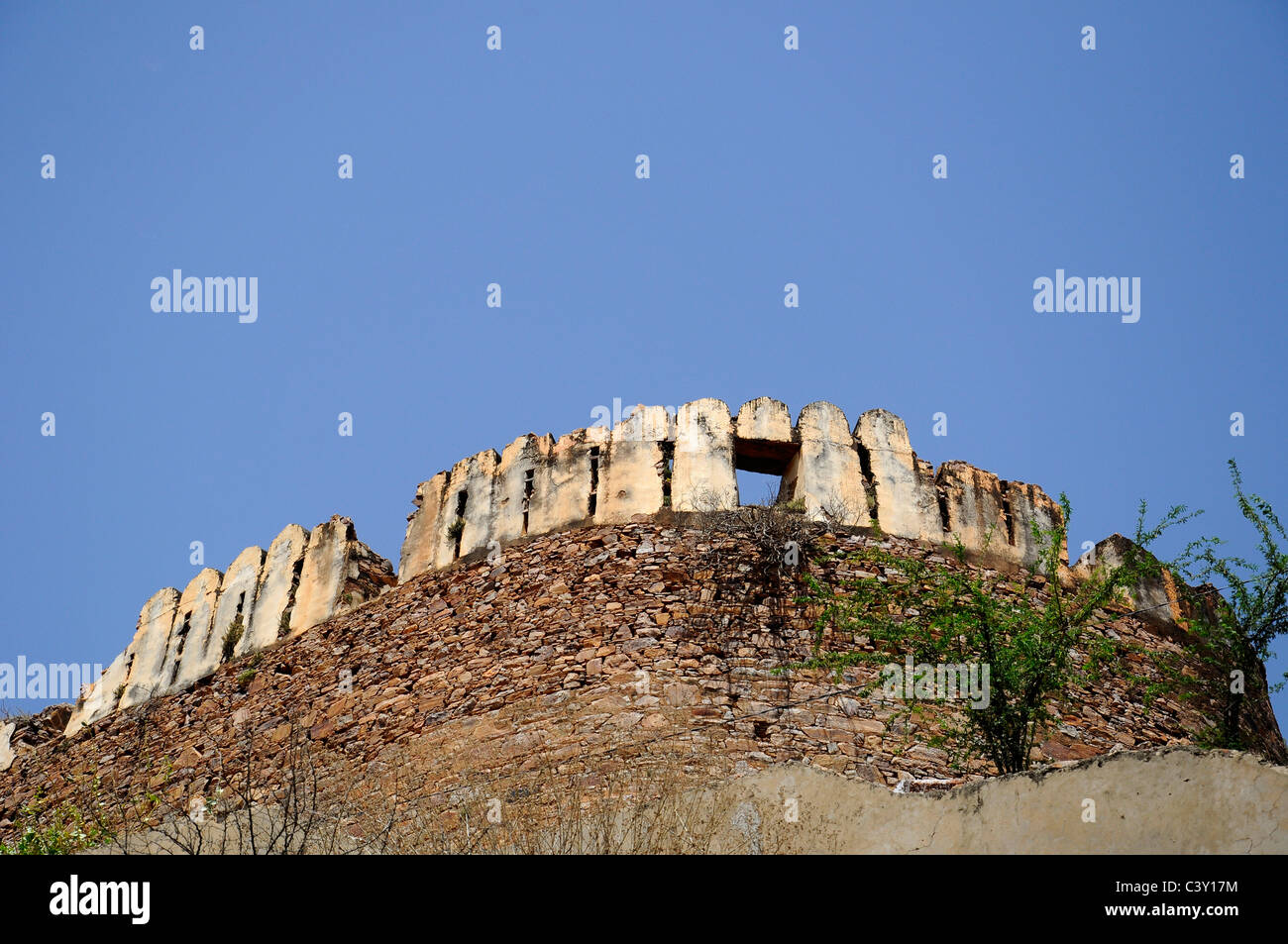 Festungsmauer Taragarh Fort von Ajmer Stockfoto