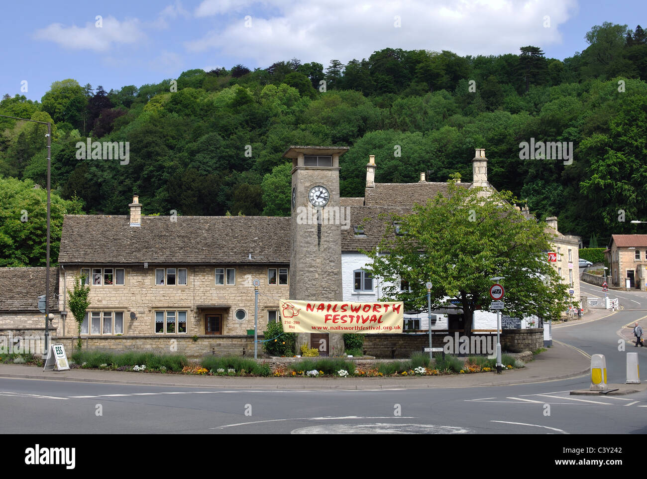 Der Uhrturm und Stadt-Zentrum, Nailsworth, Gloucestershire, England, UK Stockfoto