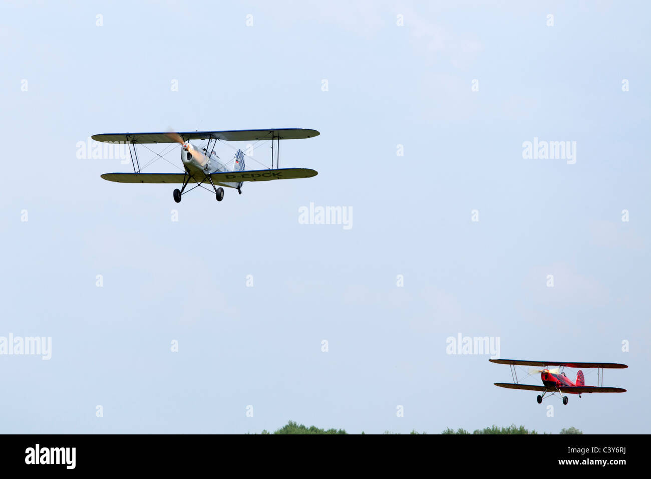 Stampe Doppeldecker bei einem Flugplatz-Festival in Niedersachsen, Deutschland Stockfoto