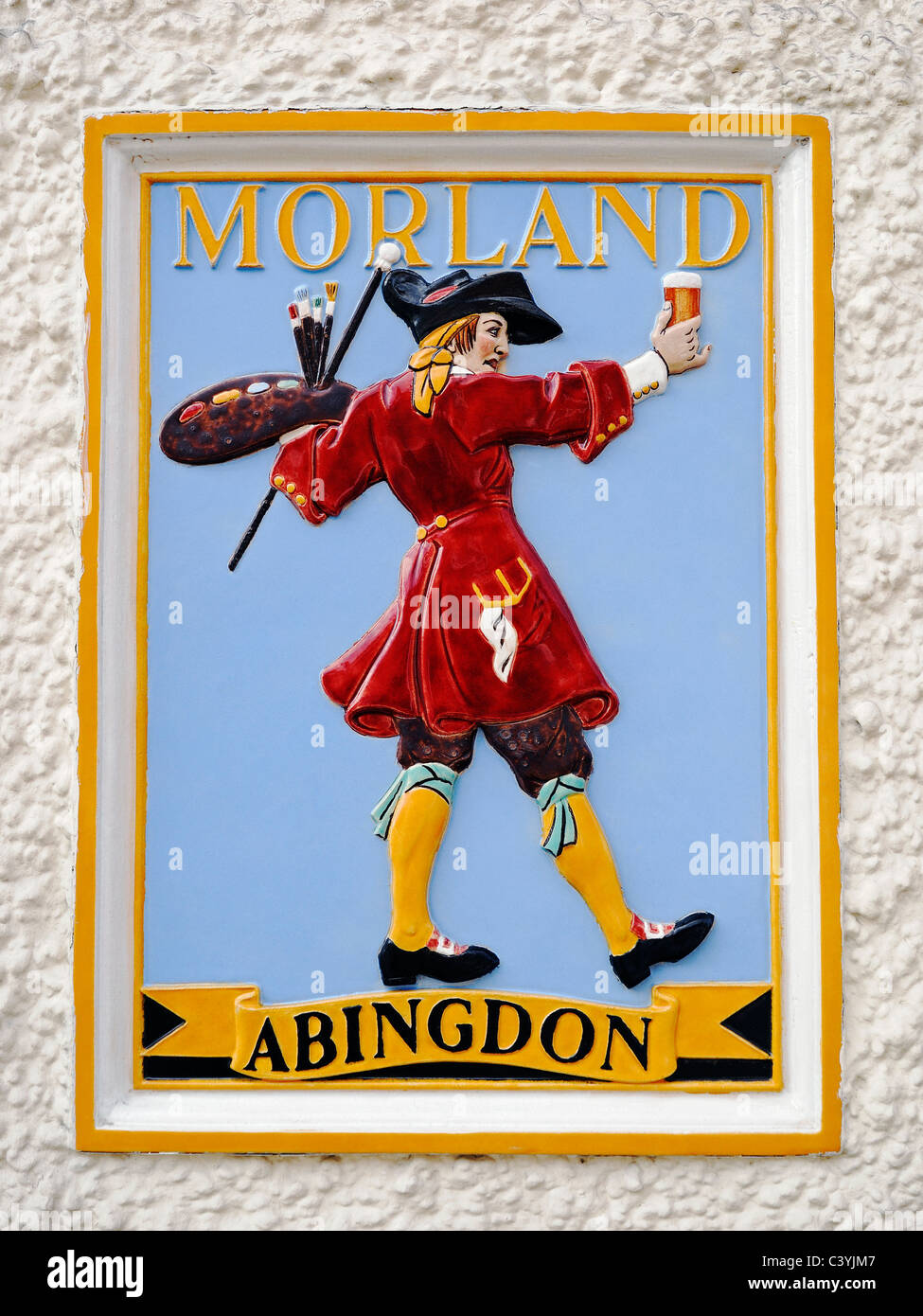 Morland Brauerei Zeichen setzen in die Wand ein Pub, Wantage, England, UK. Stockfoto