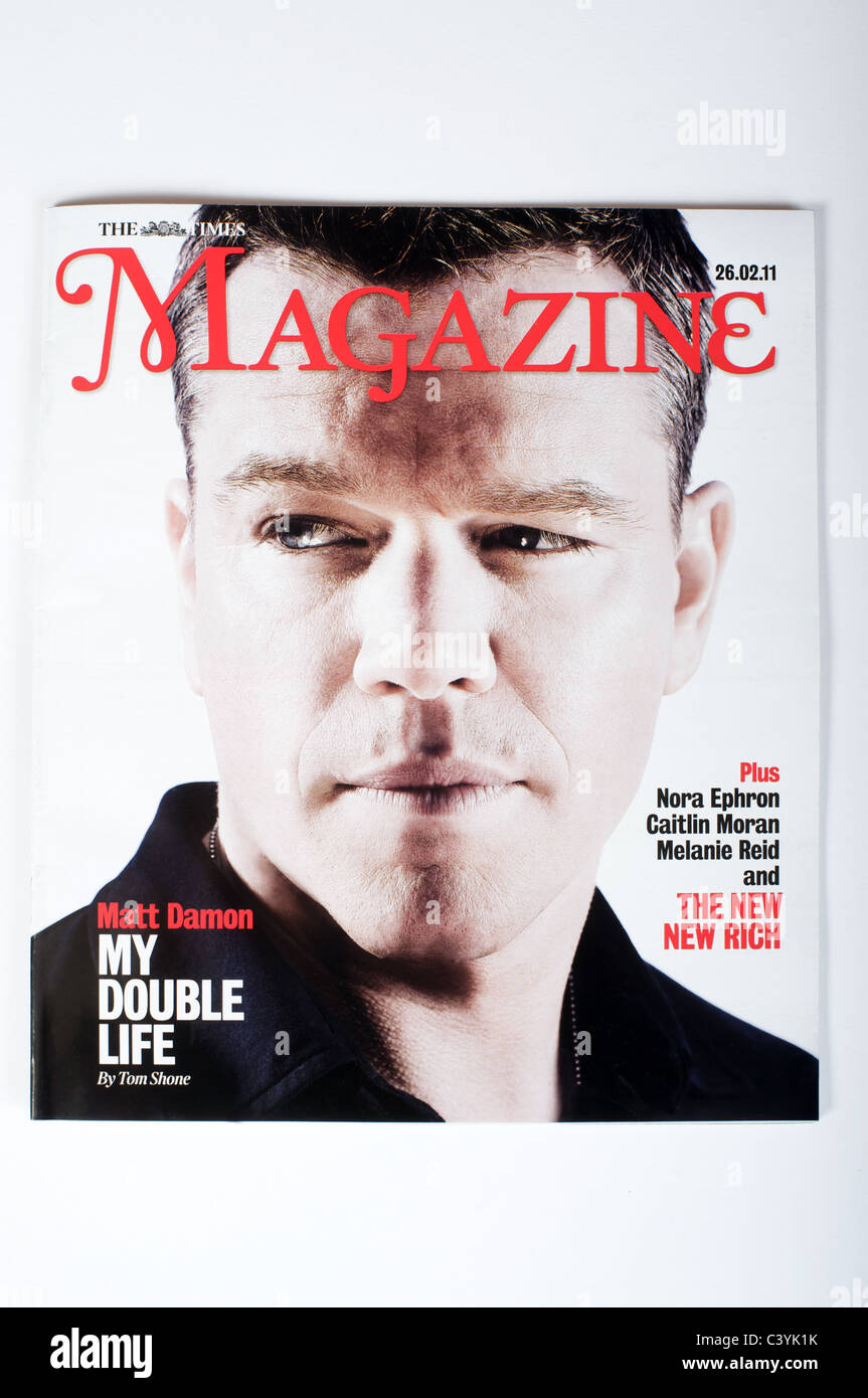 Saturday Times Magazine mit Bild von Schauspieler Matt Damon auf dem cover Stockfoto