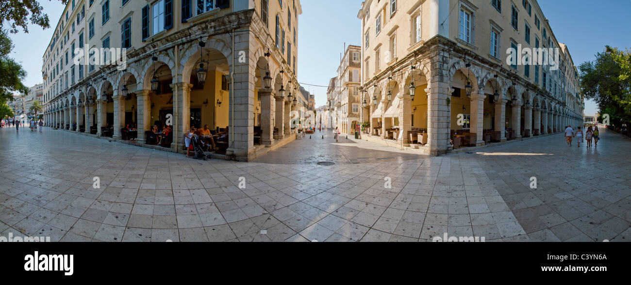 Liston, Kerkyra, Korfu, Europa, Griechenland, Stadt, Dorf, Sommer, Menschen, Stockfoto