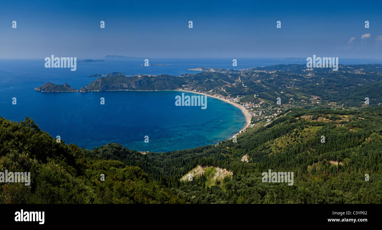 Kap Arilla, Agios Georgios, Corfu, Europa, Griechenland, Landschaft, Wasser, Sommer, Berge, Meer, Stockfoto