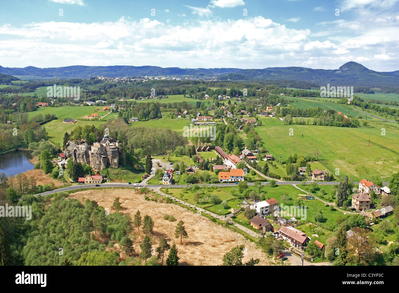 Felsigen mittelalterliche Burg Sloup, Tschechische Republik, Europa Stockfoto