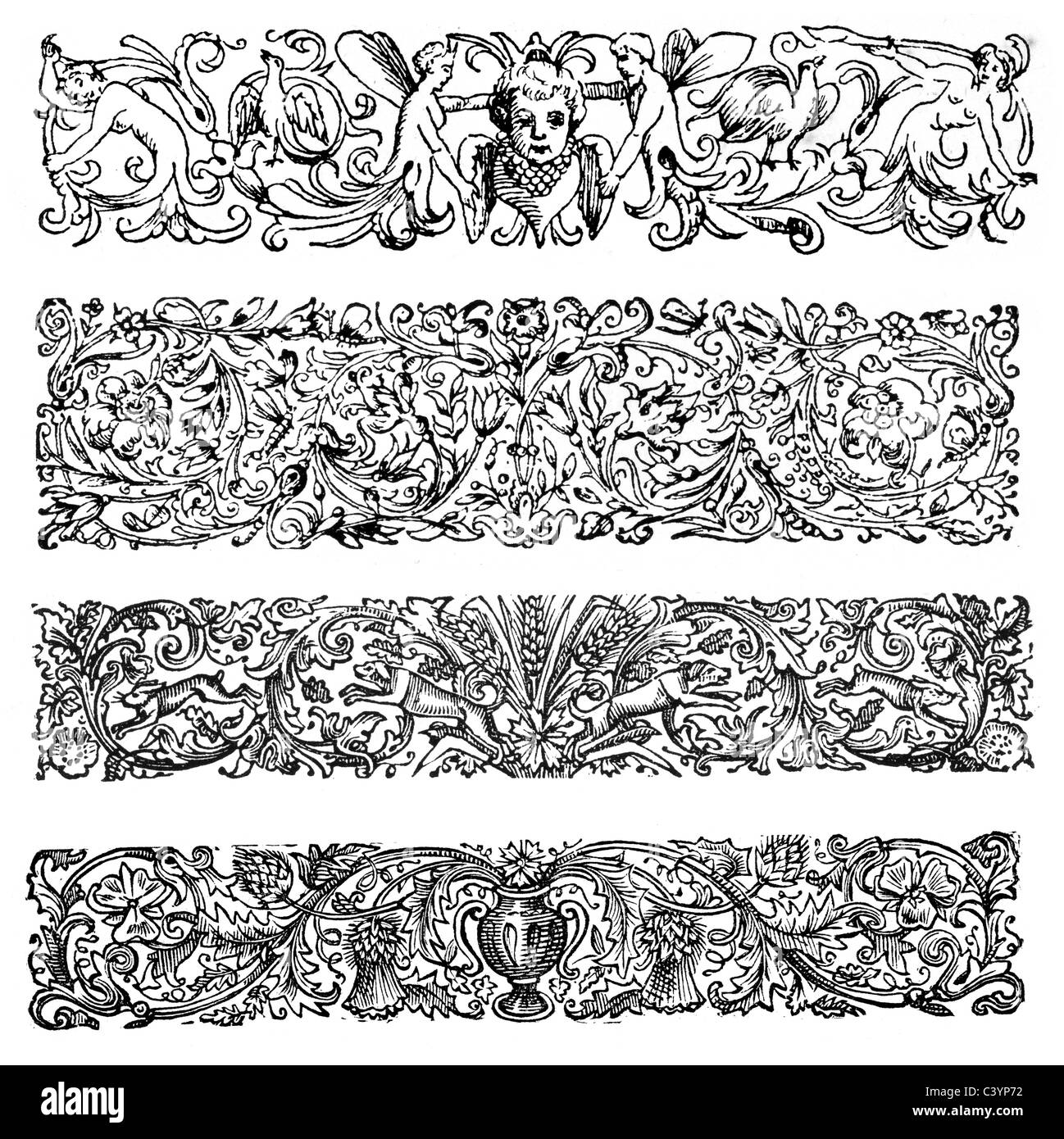 Retro-Stil-Design-Elemente mit einem viktorianischen oder mittelalterlichen Stil Stockfoto