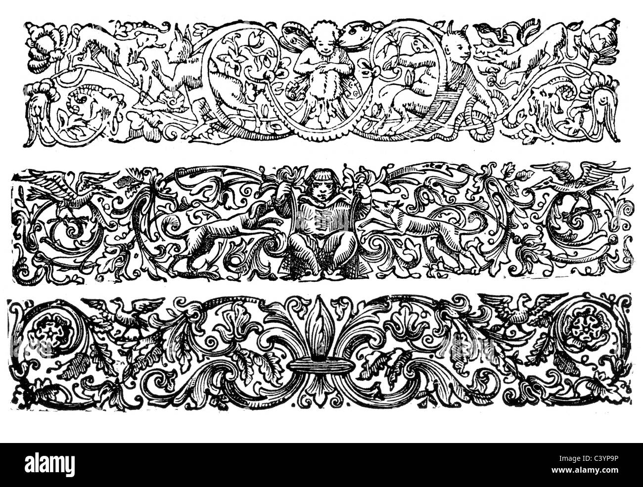 Retro-Stil-Design-Elemente mit einem viktorianischen oder mittelalterlichen Stil Stockfoto