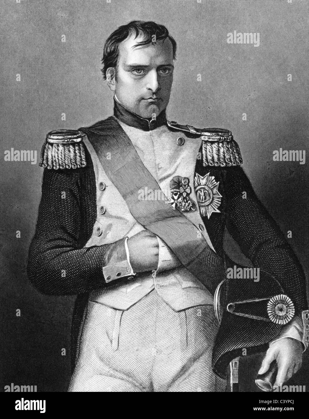 Napoleon Bonaparte (1769-1821) auf Gravur von 1800 s. Kaiser von Frankreich. Stockfoto