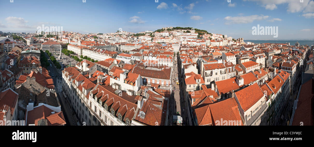 Portugal, Europa, Lissabon, Rossio, Dächer, Old Town, Ort, Spalte Stockfoto