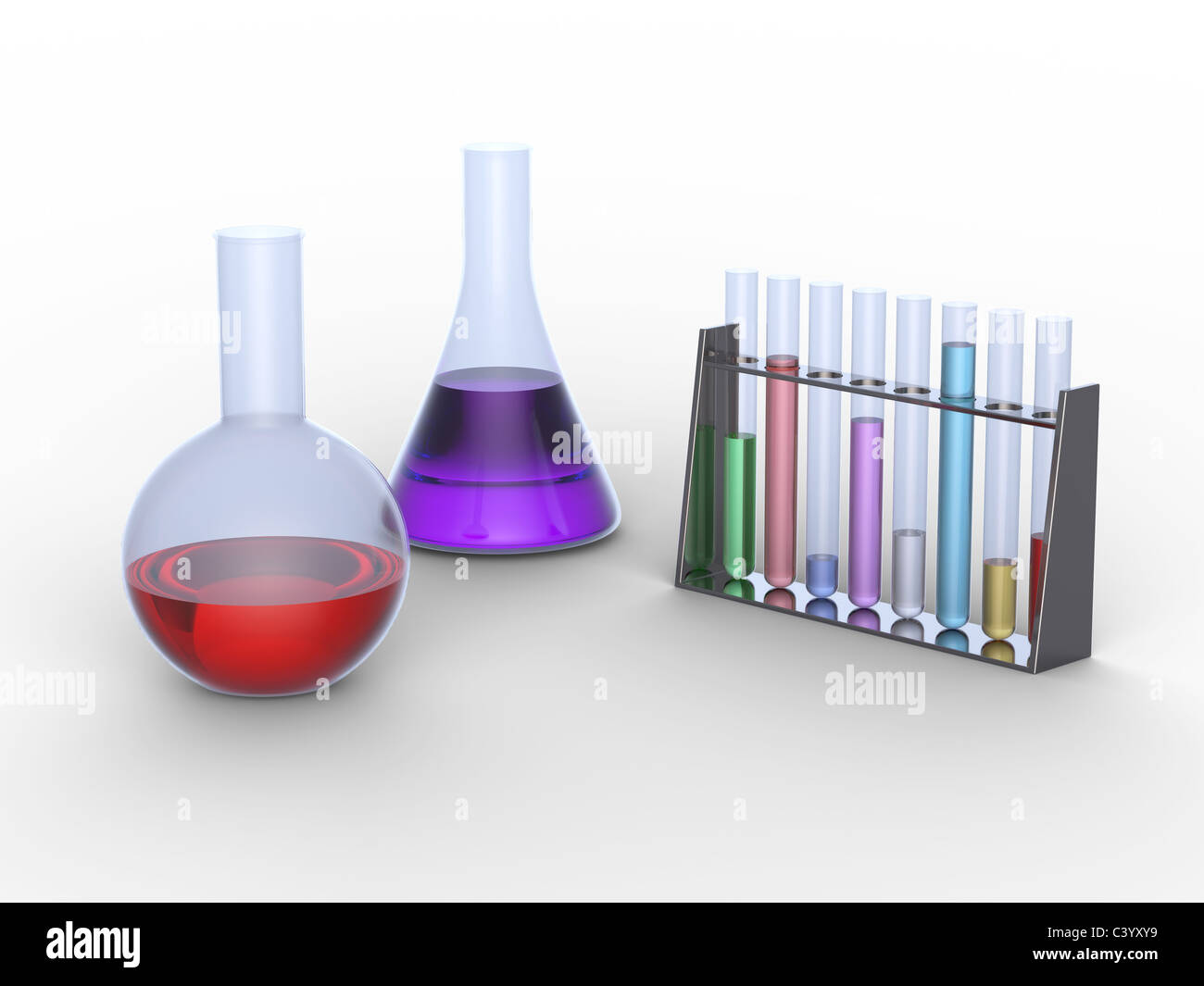 3D-Rendering chemische Laborgeräte Stockfoto