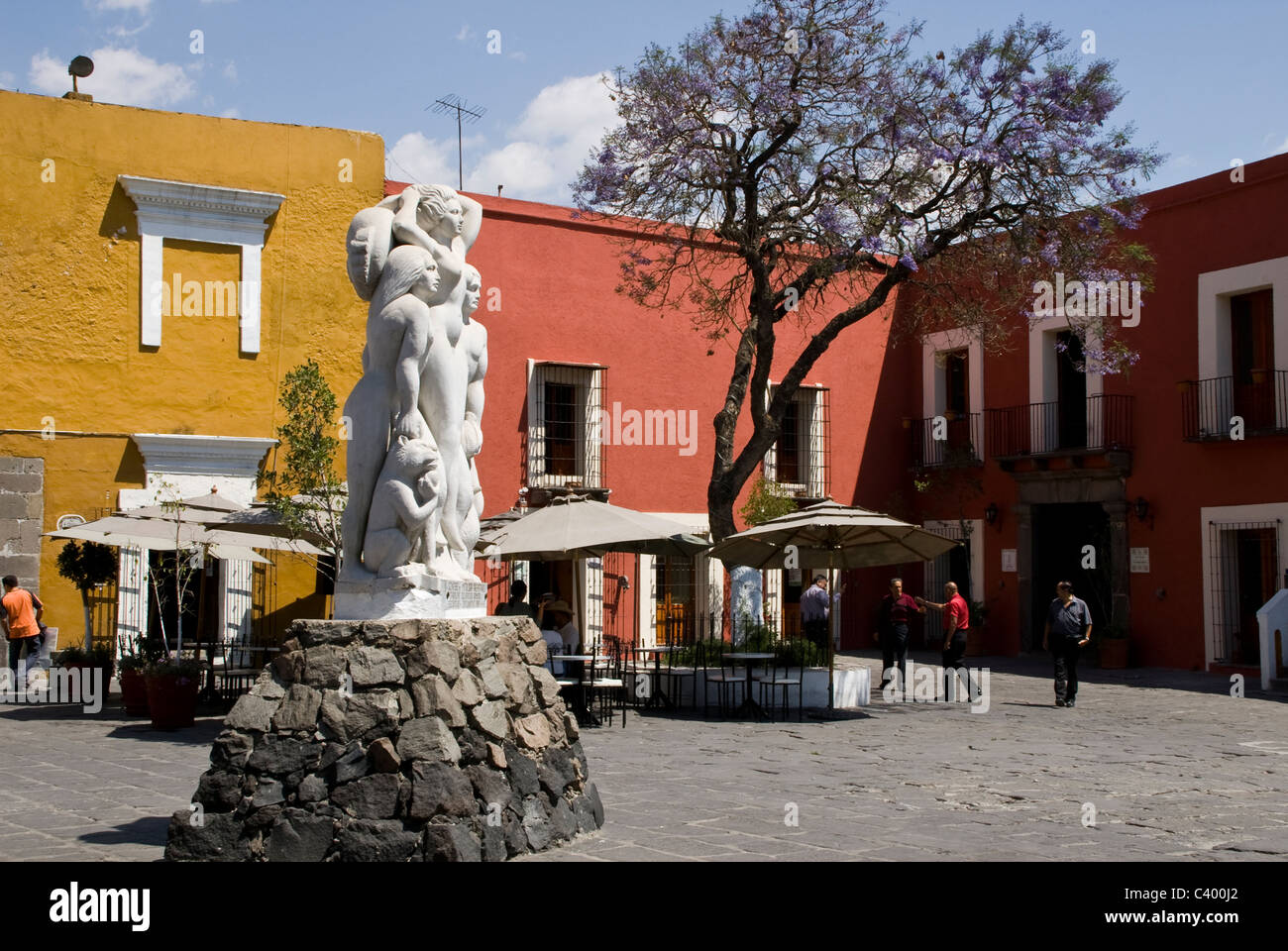 Traditionelle Architektur in der Stadt Puebla. Mexiko. Künstlerviertel. Stockfoto