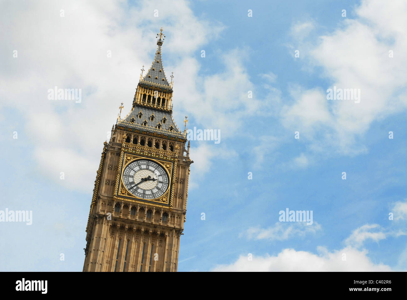 Dies ist ein Bild der Uhr von Big Ben in den Houses of Parliament, UK Stockfoto