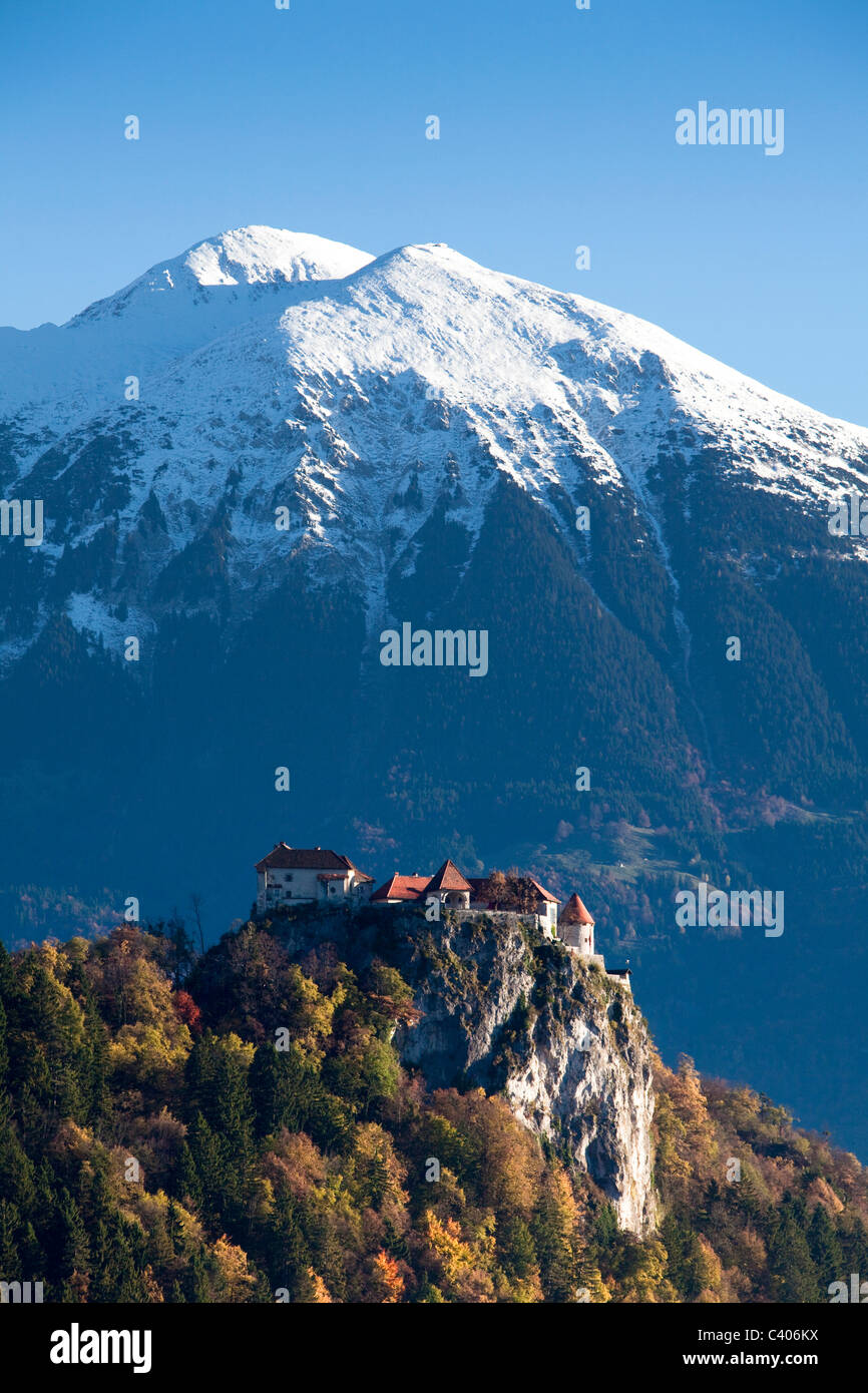 Slowenien, Europa, Bled, See, Schloss, Herbst, Gebirge Stockfoto