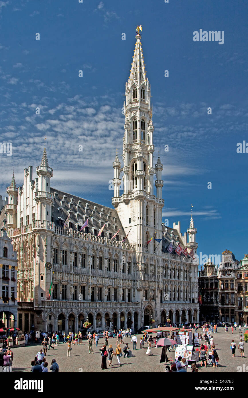 Belgien, Europa, Bruxelles, Brüssel, La Grand Place, Grote Markt, UNESCO, Weltkulturerbe, Rathaus, Ort, tourist Stockfoto