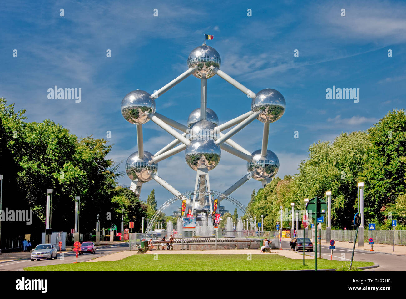 Belgien, Europa, Bruxelles, Brüssel, Atomium, Kugeln, Kugel, Architektur, herum, Hochbau, Wahrzeichen Stockfoto
