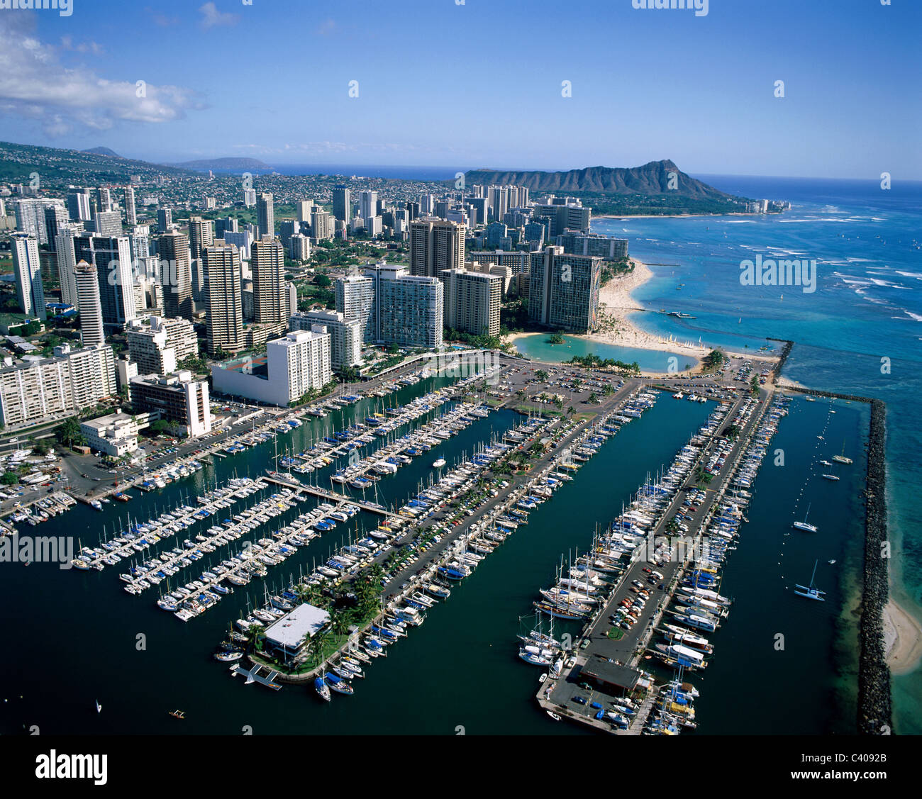 Amerika, Strand, Hauptstadt, Stadt, Diamond Head, Dock, gedockt, Harbor, Hawaii, Holiday